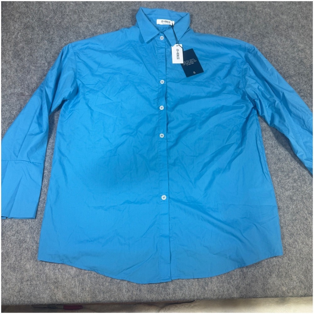 4th & Reckless Capri Shirt Light Blue Oversized Button Down Womens M 4RKL06243X